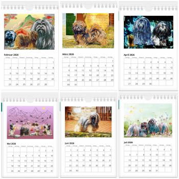 Preview: Lhasa Apso Art Kalender 2026 – A5 Hochformat