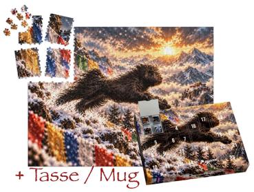 Puzzle-Adventskalender 2026 - Tibet Terrier im Himalaya plus Adventsüberraschungstasse