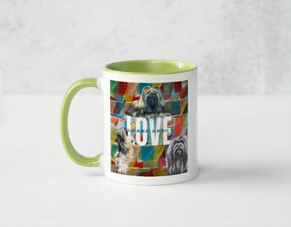 LOVE Lhasa Apso – Keramiktasse (Grün)