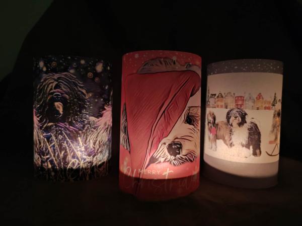 3er-Set Tibet Terrier Windlichter